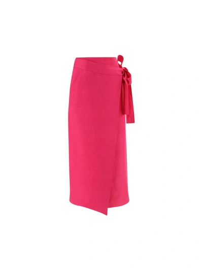 P.a.r.o.s.h Wrap Midi Skirt In Fuxia