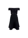 Alexander Mcqueen Cut-out Off-shoulder Flared Mini Dress