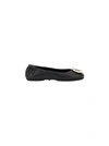 Tory Burch Logo-plaque Leather Ballet Flats In Black