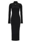 Off-white Black Cotton Midi Dress With Logo
