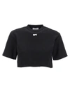 Off-white Off White Cropped T Shirt With Off Embroidery