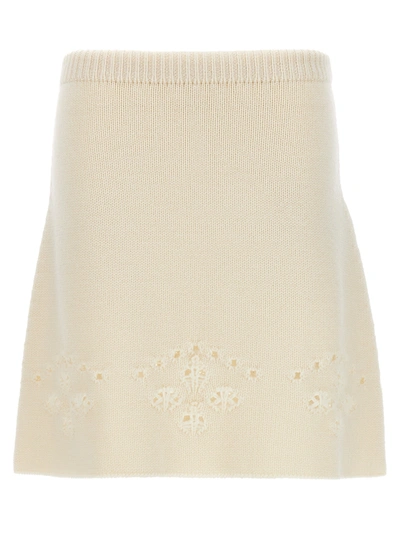 CHLOÉ OPENWORK EMBROIDERY SKIRT SKIRTS WHITE