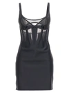 Mugler Tulle-panelled Jersey Corset Minidress