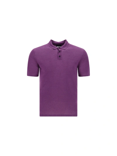 Roberto Collina 短袖棉polo衫 In Purple