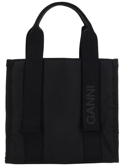 Ganni Recycled Small Tote Tech In Black