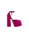 Versace Crystal Embellished Ankle Strap Block-heel Sandals