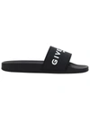 Givenchy Black Flat Slides With Logo In Polyurethane Man