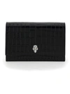 Alexander Mcqueen Mini Skull Croc Embossed Leather Shoulder Bag