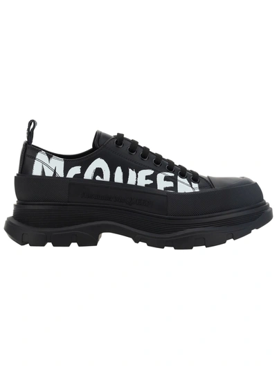 Alexander Mcqueen 皮革运动鞋 In Black,white