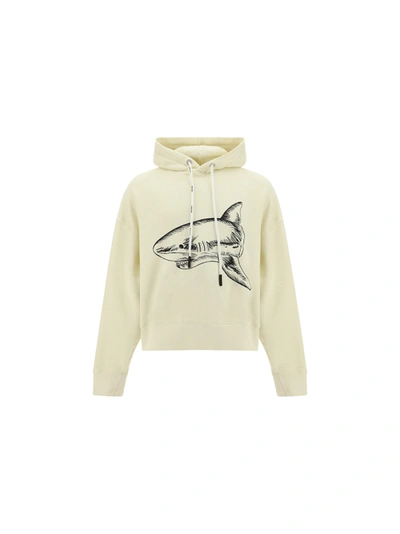 PALM ANGELS ORGANIC COTTON SWEATSHIRT WITH SHARK EMBROIDERY