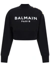 Balmain Women Logo Organic Cotton Cropped Sweatshirt