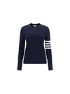 Thom Browne Crewneck Wool Sweater With Signature Stripes