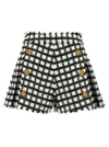 Balmain Checked Pleated Wool-blend Tweed Shorts