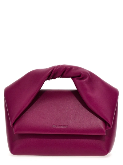 Jw Anderson Large Twister - Leather Top Handle Bag In Purple