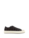 Valentino Fondant Brown Vlogo Pattern Low Top Sneakers For Men
