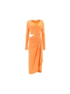 OFF-WHITE VISCOSE DRESS WITH CUT-OUT DETAIL