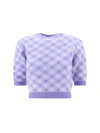 Alessandra Rich Check-pattern Rhinestone-embellished Knitted Top