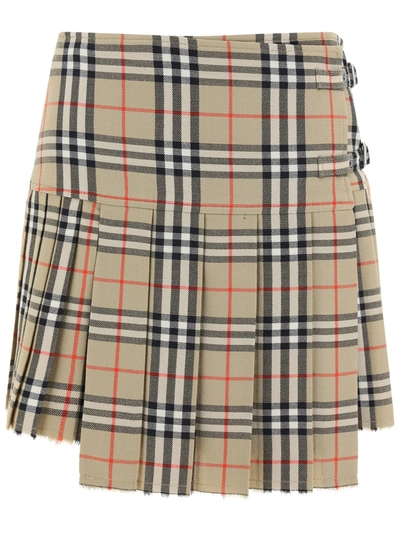 BURBERRY WOOL SKIRT WITH ICONIC PRINT