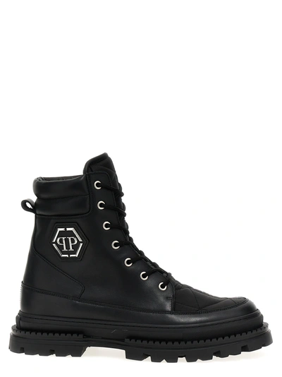 Philipp Plein Logo标牌皮质及踝靴 In Black