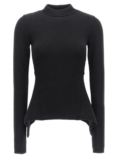 Rick Owens Curved Hem Knitted Sweater In Black