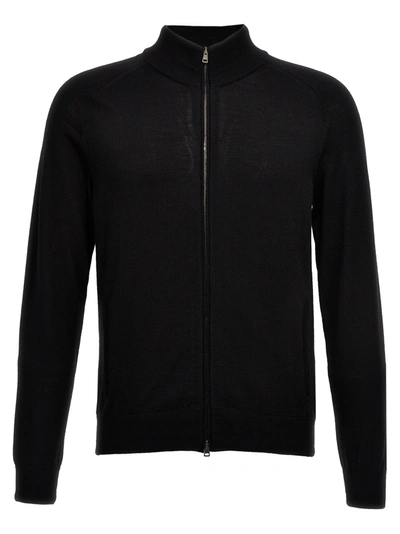 Zanone Zip Cardigan In Black