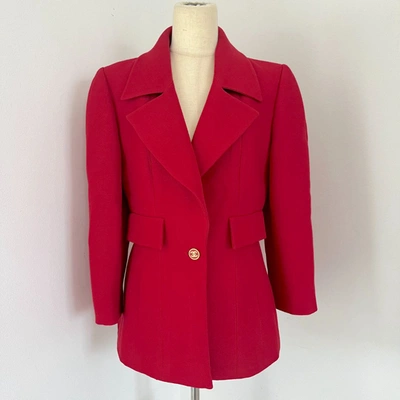 Pre-owned Chanel Red Wool Jacket, Size 42
