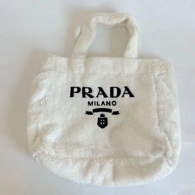 Pre-owned Prada Logo-print Terry-cloth Tote Bag