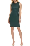 Calvin Klein Faux Leather Sheath Dress In Malachite