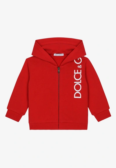 Dolce & Gabbana Baby Boys Logo-print Zip-up Hoodie In Red