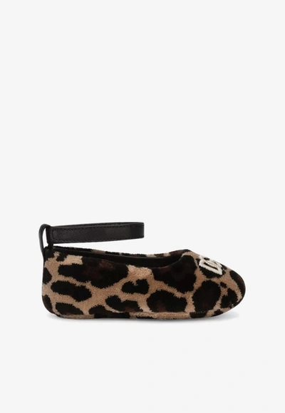 Dolce & Gabbana Baby Girls Leopard-print Ballerina Flats In Multicolor