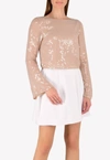 Rachel Gilbert Bell Sleeved Sequinned Top In Pink