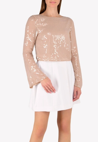 Rachel Gilbert Bell Sleeved Sequinned Top In Pink