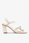 ROGER VIVIER BELLE VIVIER 75 METAL BUCKLE SANDALS IN NAPPA LEATHER