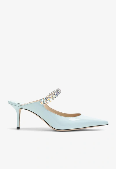 Jimmy Choo Bing 65 Patent Leather Mules In Blue
