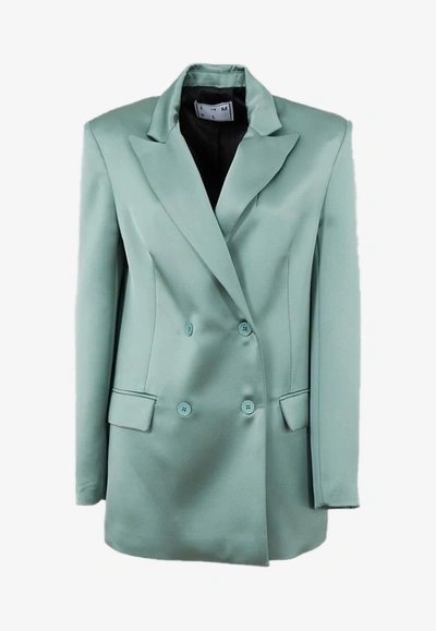 In The Mood For Love Bonnie Satin Blazer In Green
