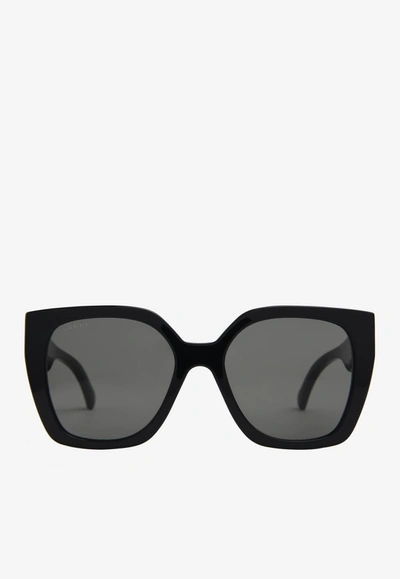 Gucci Butterfly Acetate Sunglasses In Gray