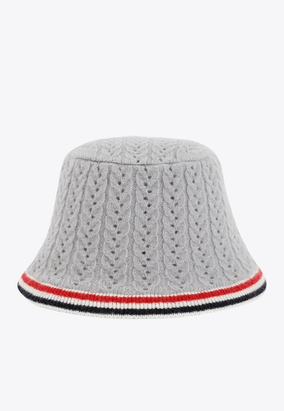 Thom Browne Cable-knit Hat In Grey