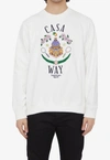 Casablanca Casa Way Embroidered Organic-cotton Sweatshirt In White