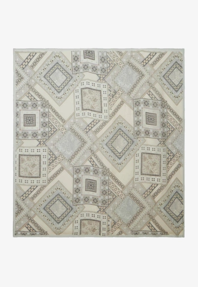 Etro Geometric Print Cashmere Scarf In Blue