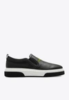 Ferragamo Cassina Leather Platform Slip On Sandal In Black