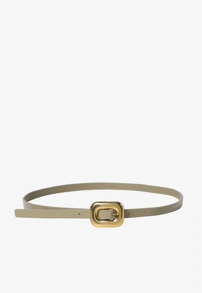 Bottega Veneta Chain Link Leather Belt In Taupe
