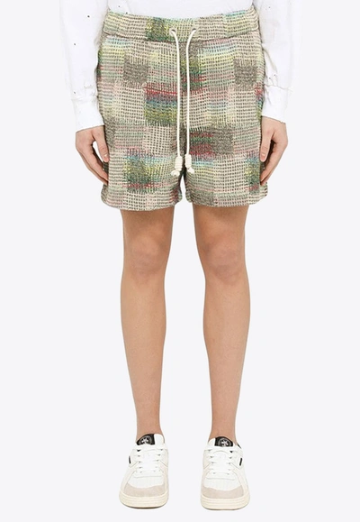 Palm Angels Checked Drawstring Shorts In Multicolor