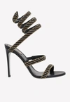 René Caovilla Braided Embellished Satin Sandals In Black
