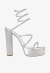 René Caovilla Crystal-embellished Platform Sandals In Gray