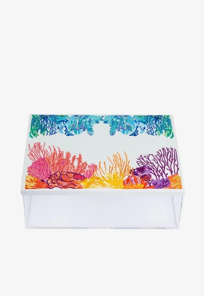 Stitch Coral Embroidered Acrylic Box In Multicolor
