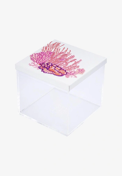 Stitch Coral Embroidered Mini Box In White