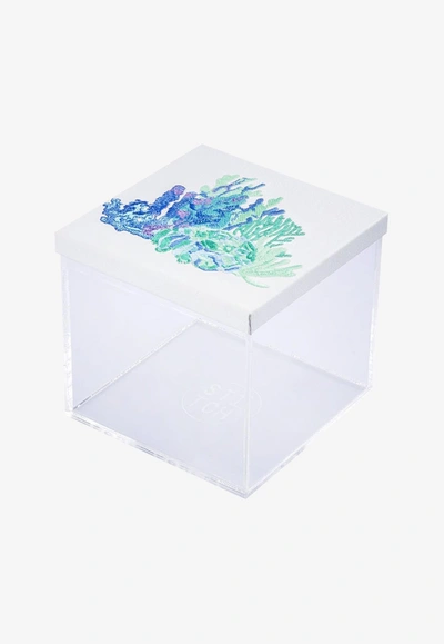 Stitch Coral Embroidered Mini Box In White