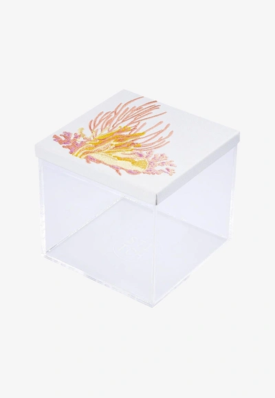 Stitch Coral Embroidered Mini Box In White