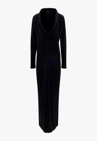 VERSACE COWL LONG-SLEEVED MAXI DRESS
