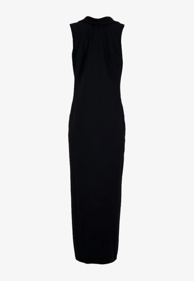 Versace Cowl Sleeveless Maxi Dress In Black